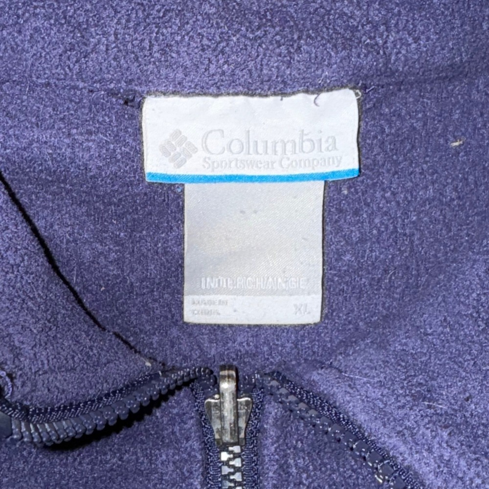 Columbia Mens XL Navy Blue Interchange Full Zip Fleece Jacket Mock Neck Outdoor - Picture 3 of 3